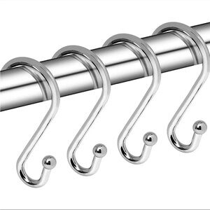 Set of 12 Silver S-Shaped Hooks stainless steel curtain rod hooks.